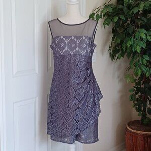 FINAL SALE: SCARLETT Gray Shimmery Floral Lace Sleeveless Dress Size 14